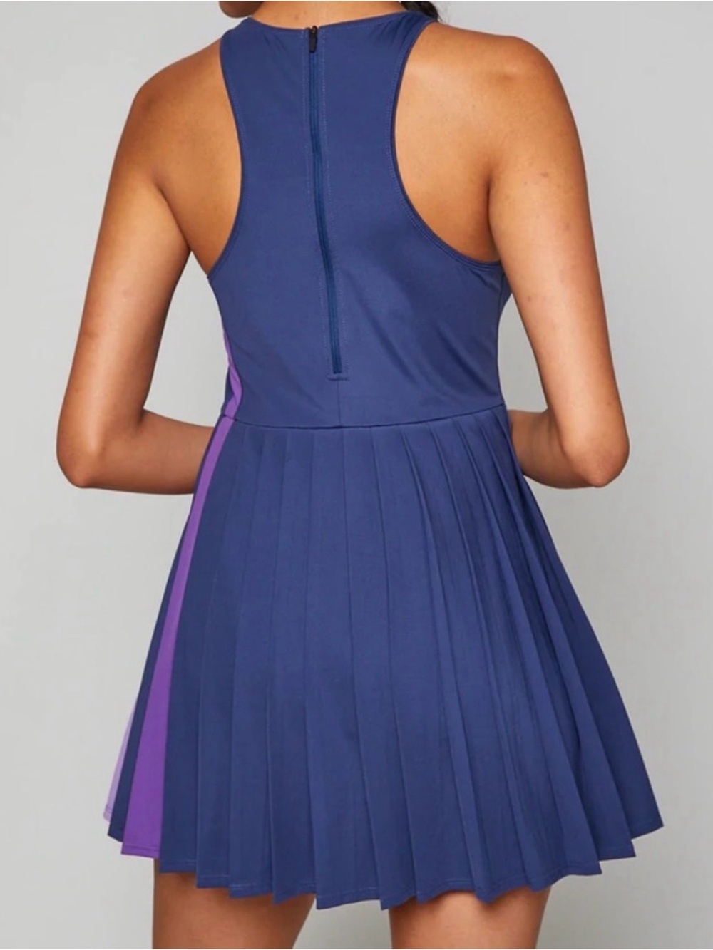 FourLaps Swift Dress Blue Pleated Tennis Dress, Purple Panel, Women’s Large - Picture 3 of 16